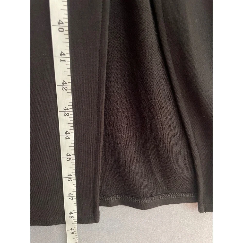 Pure Jill Luxe Tencel M Petite Dress Black VNeck Midi Minimalist 1/2 Sleeve Soft